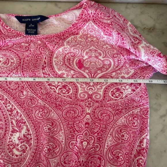 RALPH LAUREN Girls Pink Paisley Long Sleeve Dress Elastic Waist L 12-14 - Picture 12 of 16